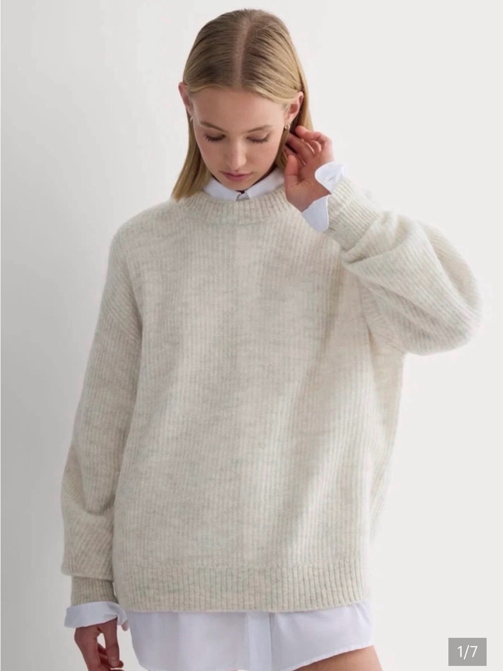 Everlane The Alpaca Cocoon Sweater in Silver Gray , size Small